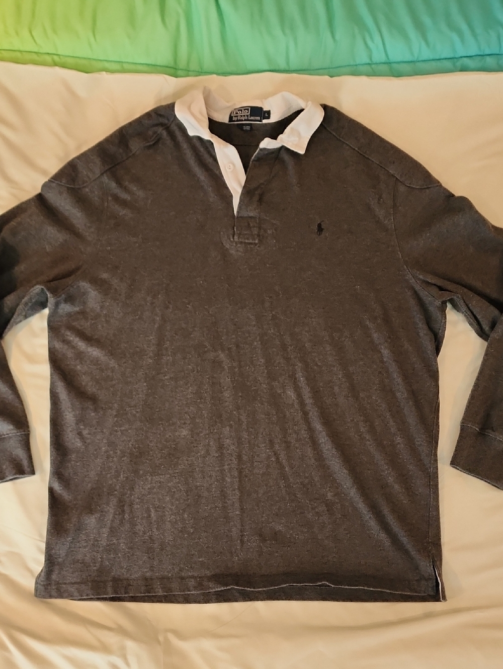 Ralph Lauren Charcoal Gray Long-Sleeve Rugby Polo - Size Adult Large